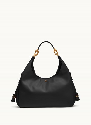 Black Donna Karan Bellerose Hobo Bag | SG_DK46081