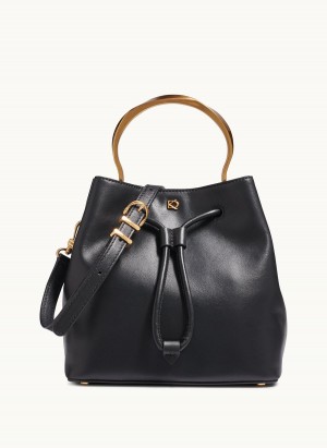 Black Donna Karan Lawrence Bucket Satchel | SG_DK39097