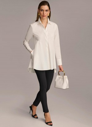 Cream Donna Karan Long Sleeve A-line Tunic Sweaters and Tops | SG_DK58622