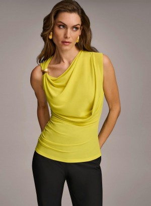 Yellow Donna Karan Shoulder Hardware Sweaters and Tops | SG_DK53833