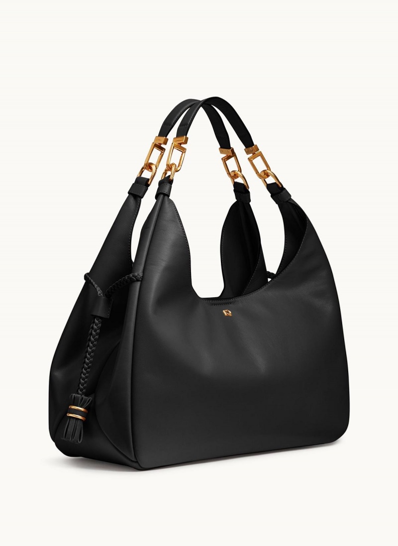 Black Donna Karan Bellerose Hobo Bag | SG_DK46081