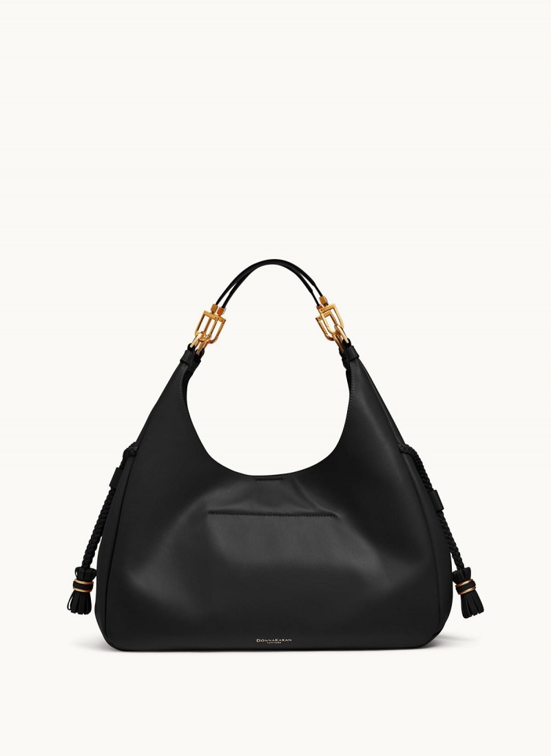 Black Donna Karan Bellerose Hobo Bag | SG_DK46081