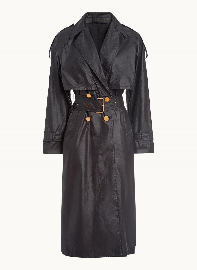 Black Donna Karan Belted Light Weight Trench Outerwear | SG_DK73249