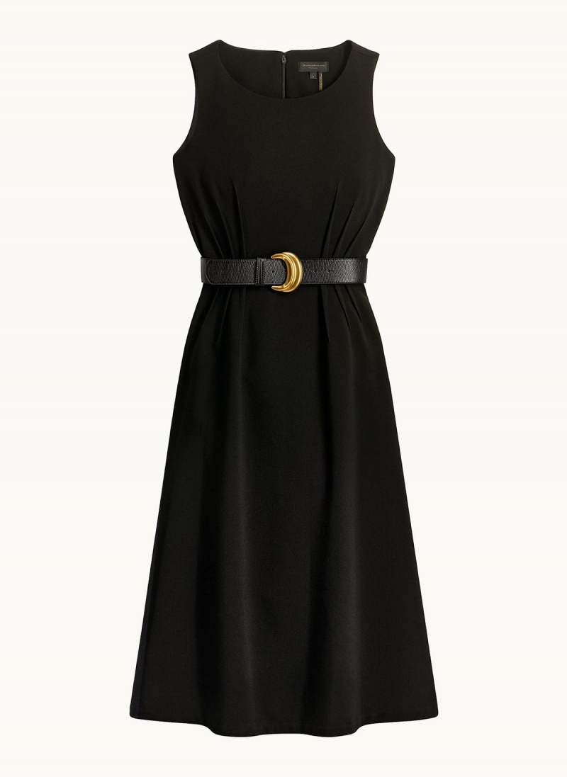 Black Donna Karan Belted Midi Dress | SG_DK22390