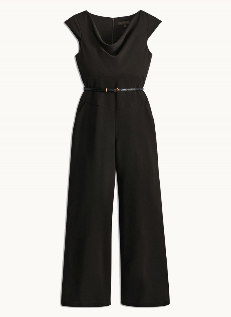 Black Donna Karan Belted With Pockets Jumpsuit | SG_DK50373