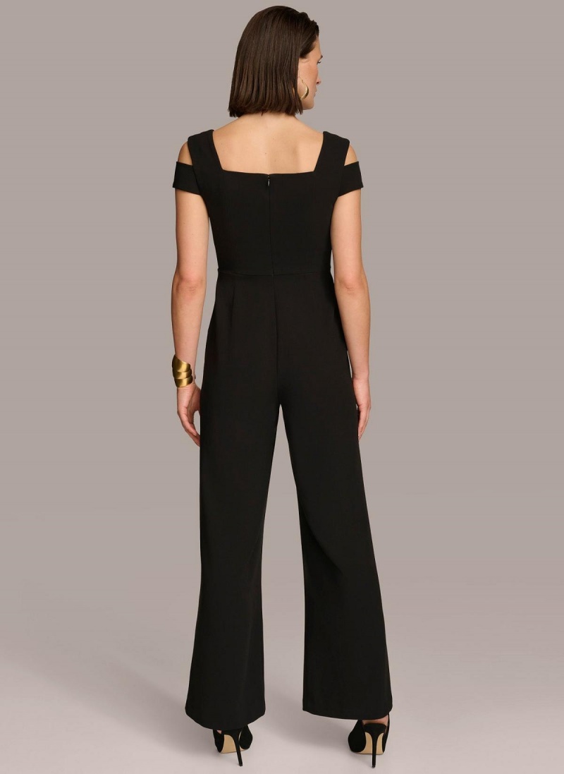 Black Donna Karan Cold Shoulder  Jumpsuit | SG_DK88319