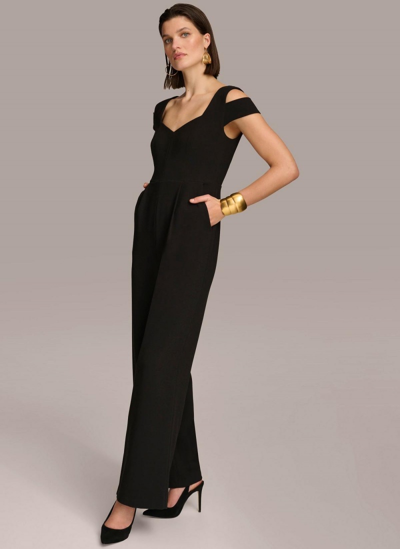 Black Donna Karan Cold Shoulder  Jumpsuit | SG_DK88319