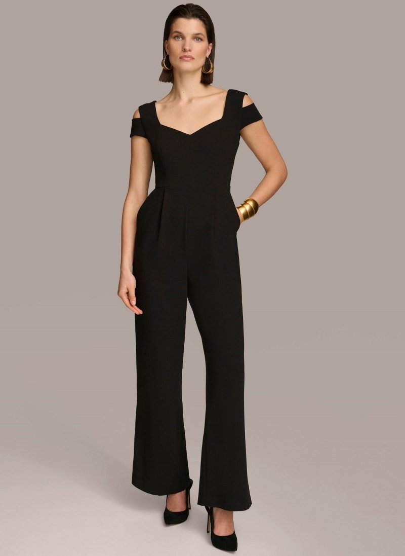 Black Donna Karan Cold Shoulder  Jumpsuit | SG_DK88319