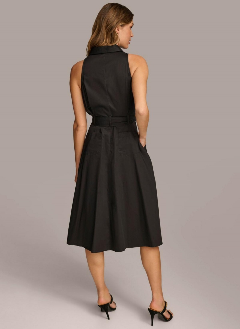 Black Donna Karan Cotton Shirt Dress | SG_DK80063