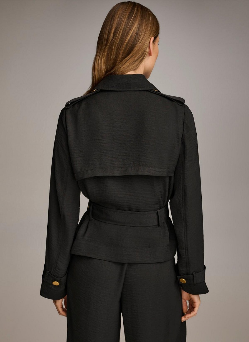 Black Donna Karan Double Breasted Blazer Jacket | SG_DK83928