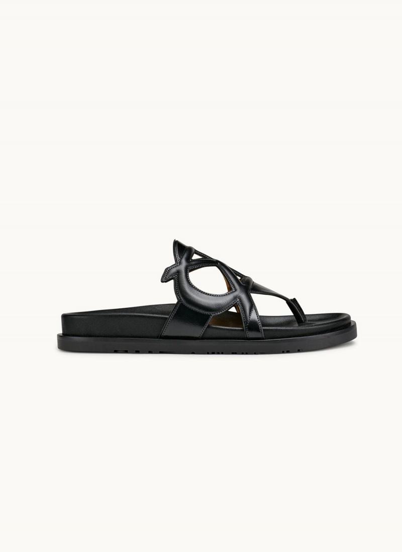 Black Donna Karan Hatsy Flat Sandals | SG_DK39036