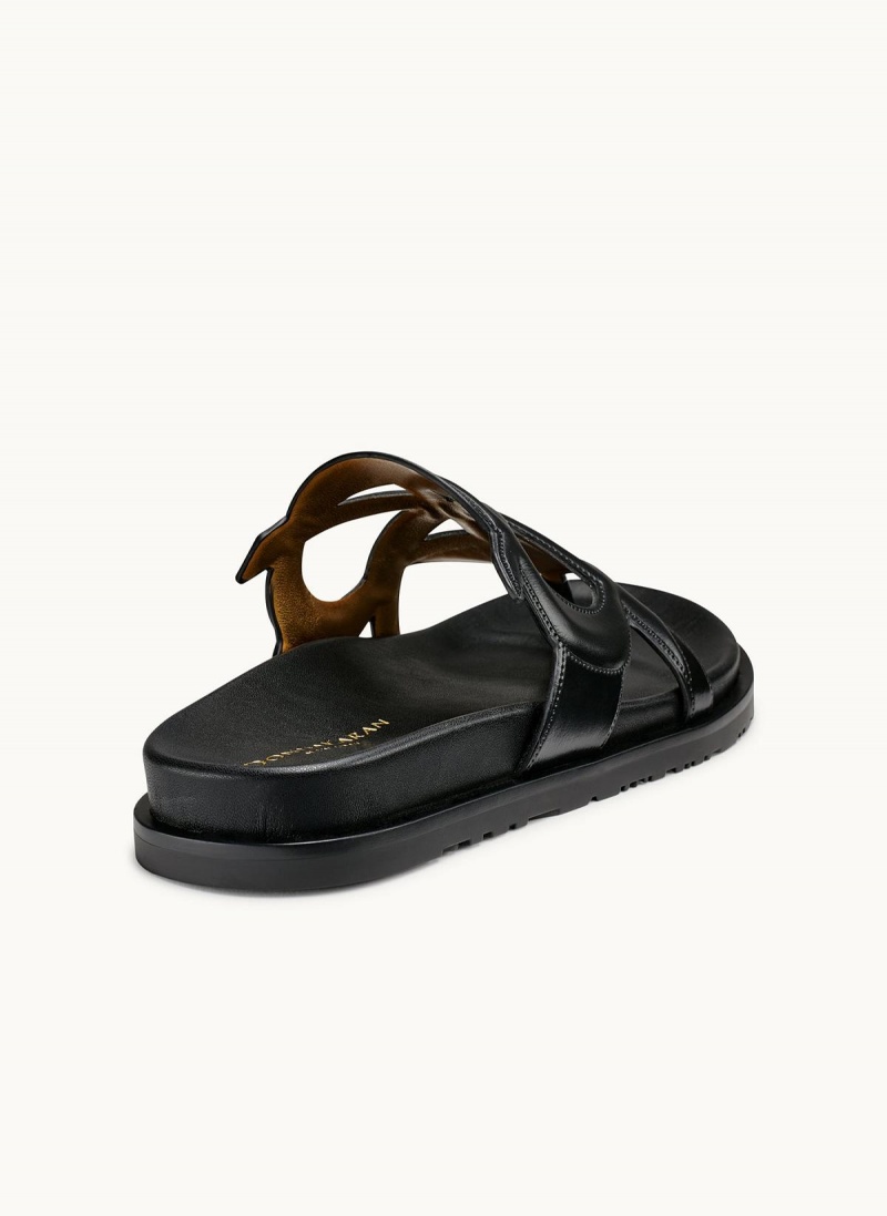 Black Donna Karan Hatsy Flat Sandals | SG_DK39036