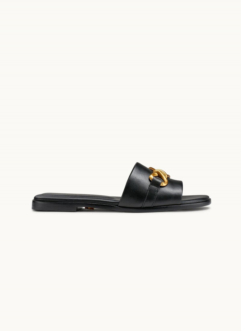 Black Donna Karan Haylen Flat Sandals | SG_DK52893