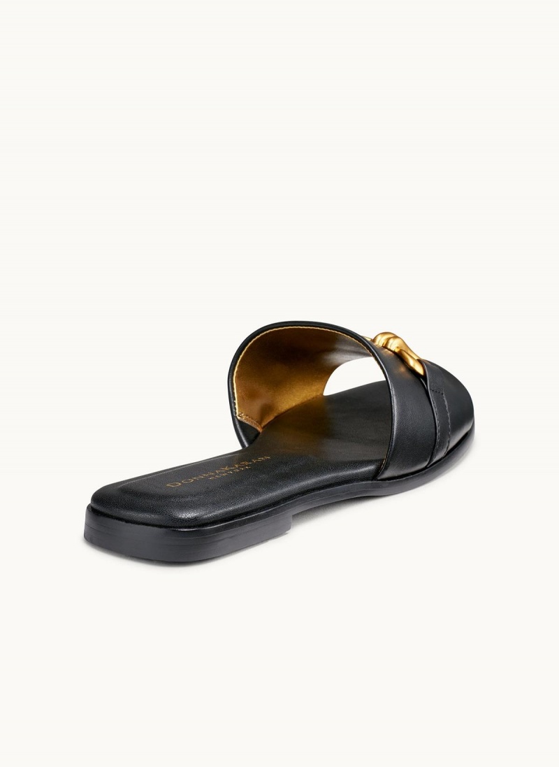 Black Donna Karan Haylen Flat Sandals | SG_DK52893