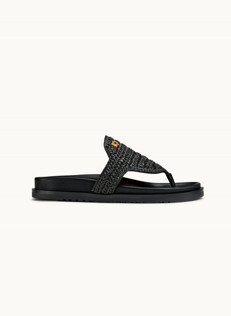 Black Donna Karan Hira Flat Sandals | SG_DK65436