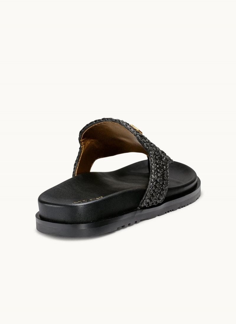 Black Donna Karan Hira Flat Sandals | SG_DK65436