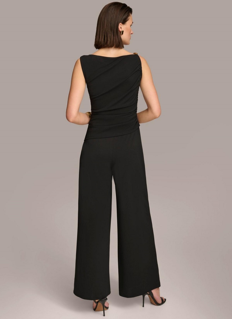 Black Donna Karan Jumpsuit With Hardware Jumpsuit | SG_DK67945