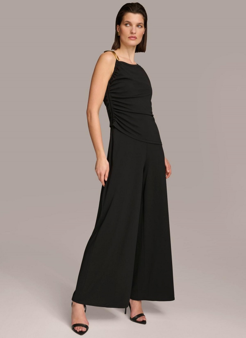 Black Donna Karan Jumpsuit With Hardware Jumpsuit | SG_DK67945