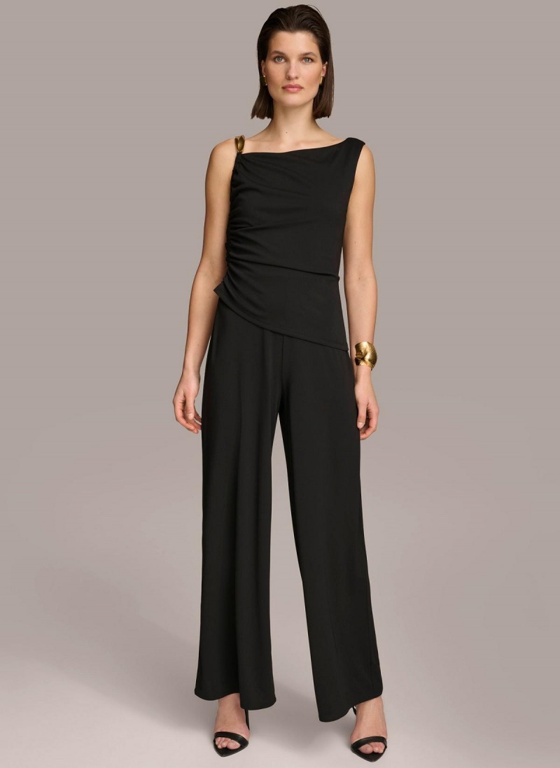 Black Donna Karan Jumpsuit With Hardware Jumpsuit | SG_DK67945