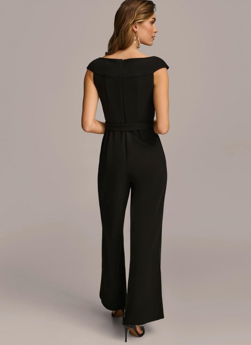 Black Donna Karan Jumpsuit With Hardware Belt Jumpsuit | SG_DK19947