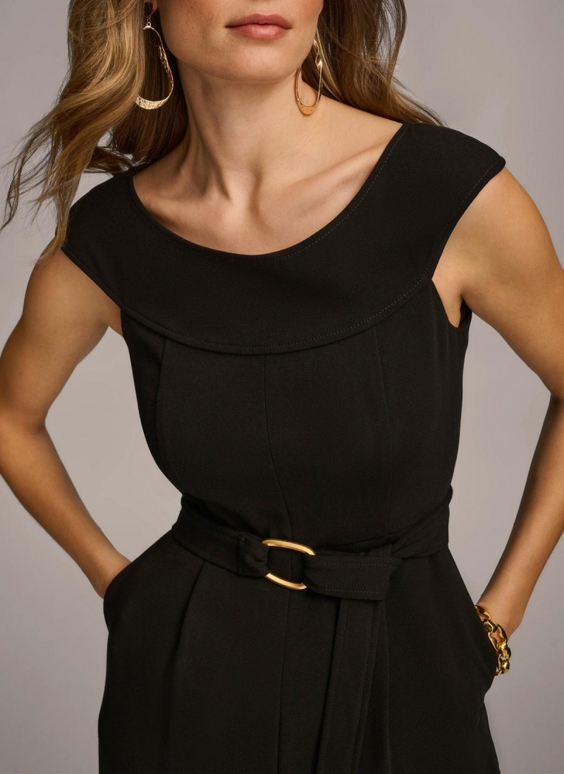 Black Donna Karan Jumpsuit With Hardware Belt Jumpsuit | SG_DK19947