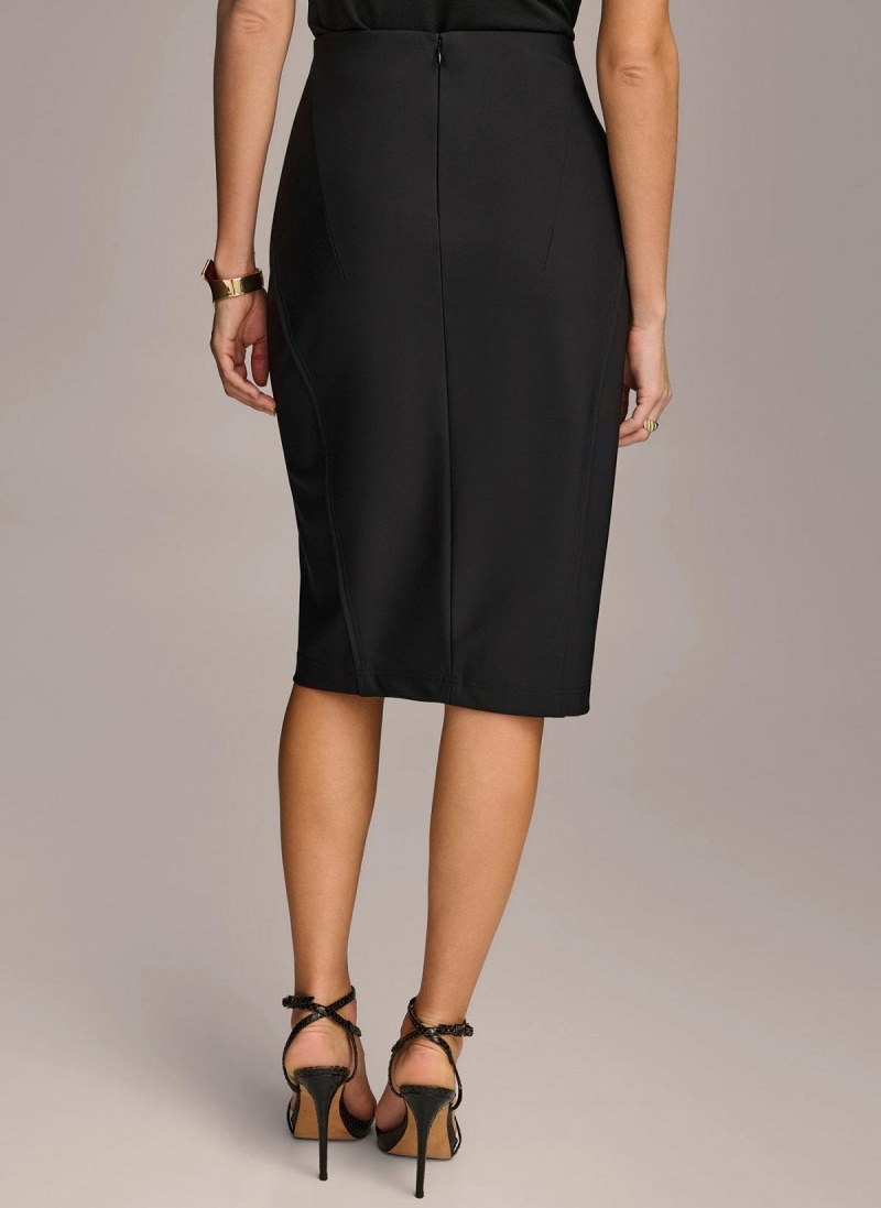 Black Donna Karan Midi Pencil Skirt | SG_DK81533