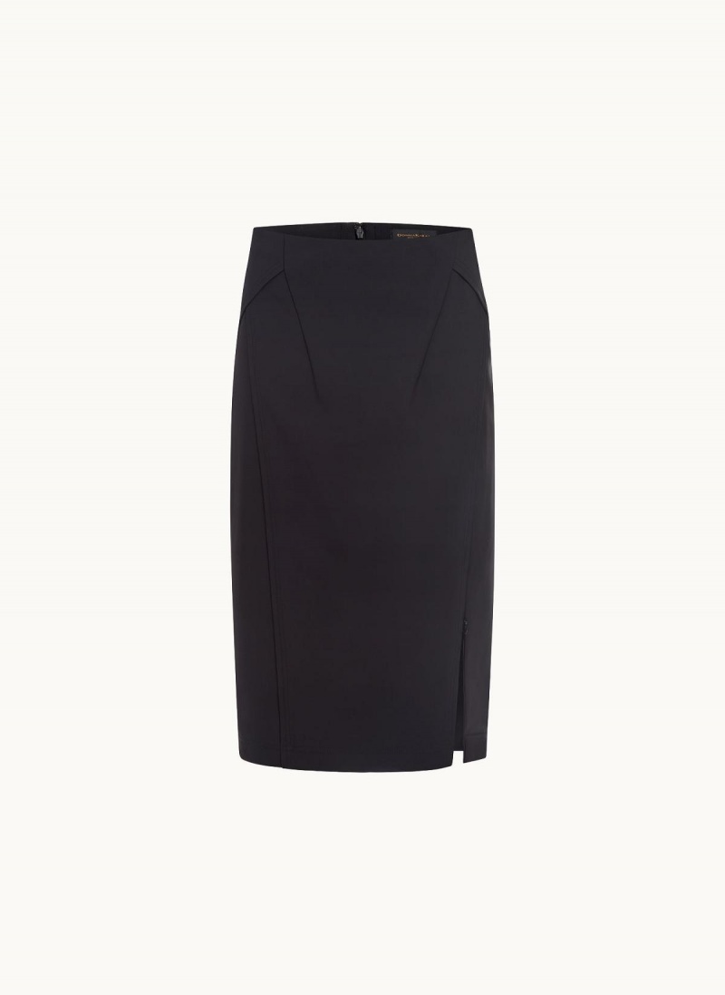 Black Donna Karan Midi Pencil Skirt | SG_DK81533