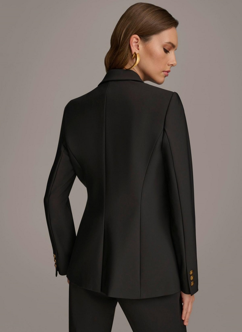 Black Donna Karan One Button Jacket | SG_DK69914