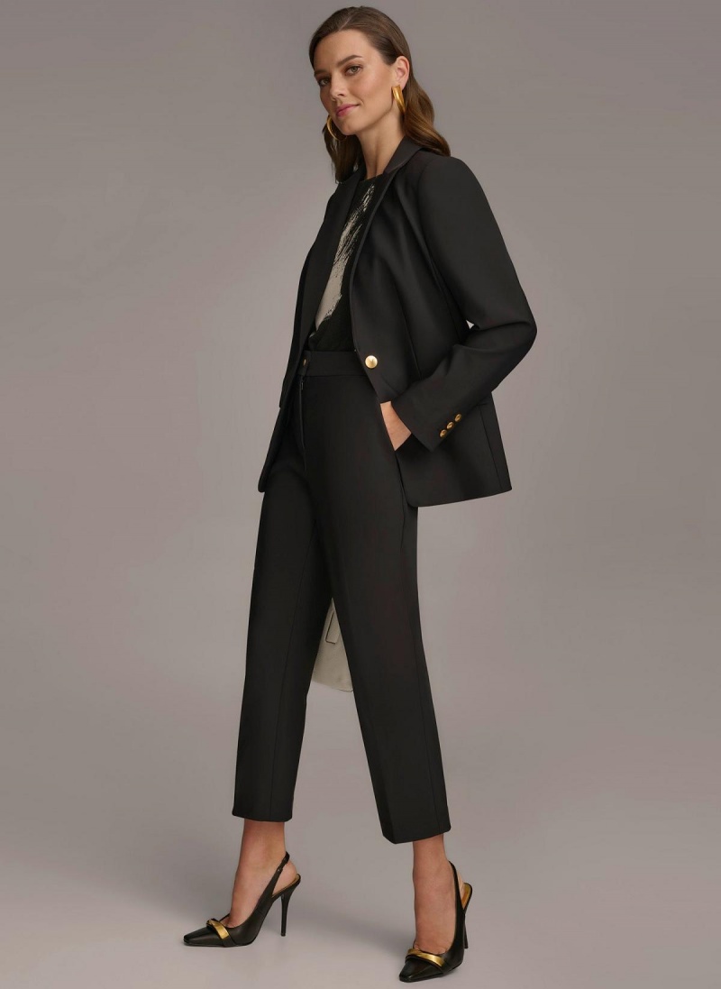 Black Donna Karan One Button Jacket | SG_DK69914