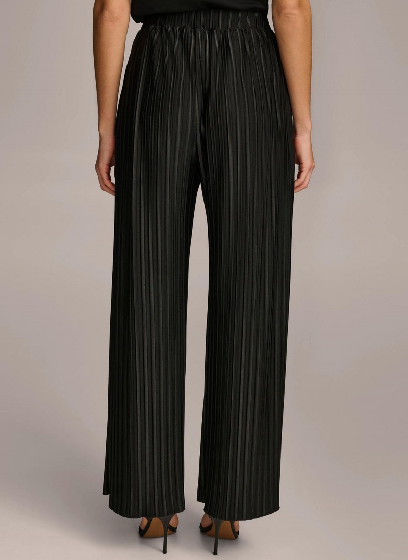 Black Donna Karan Pleated Pull On Pants | SG_DK82822