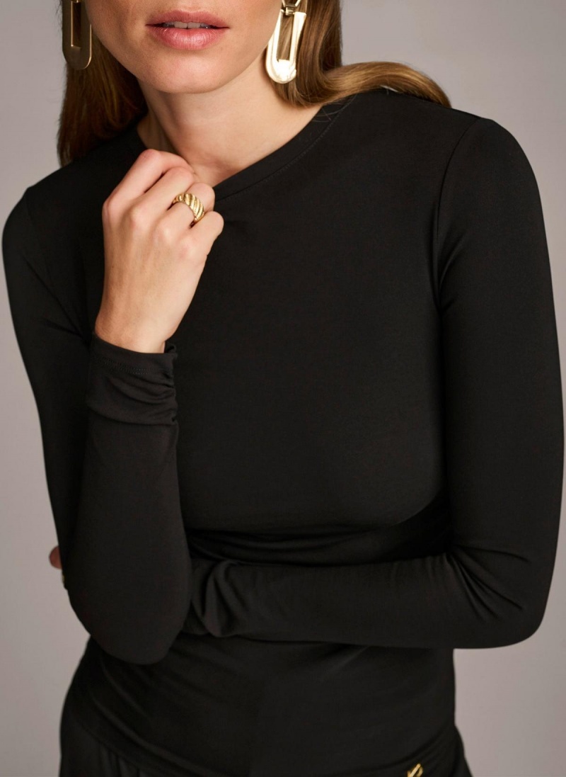 Black Donna Karan Ruched Detail Sweaters and Tops | SG_DK58011