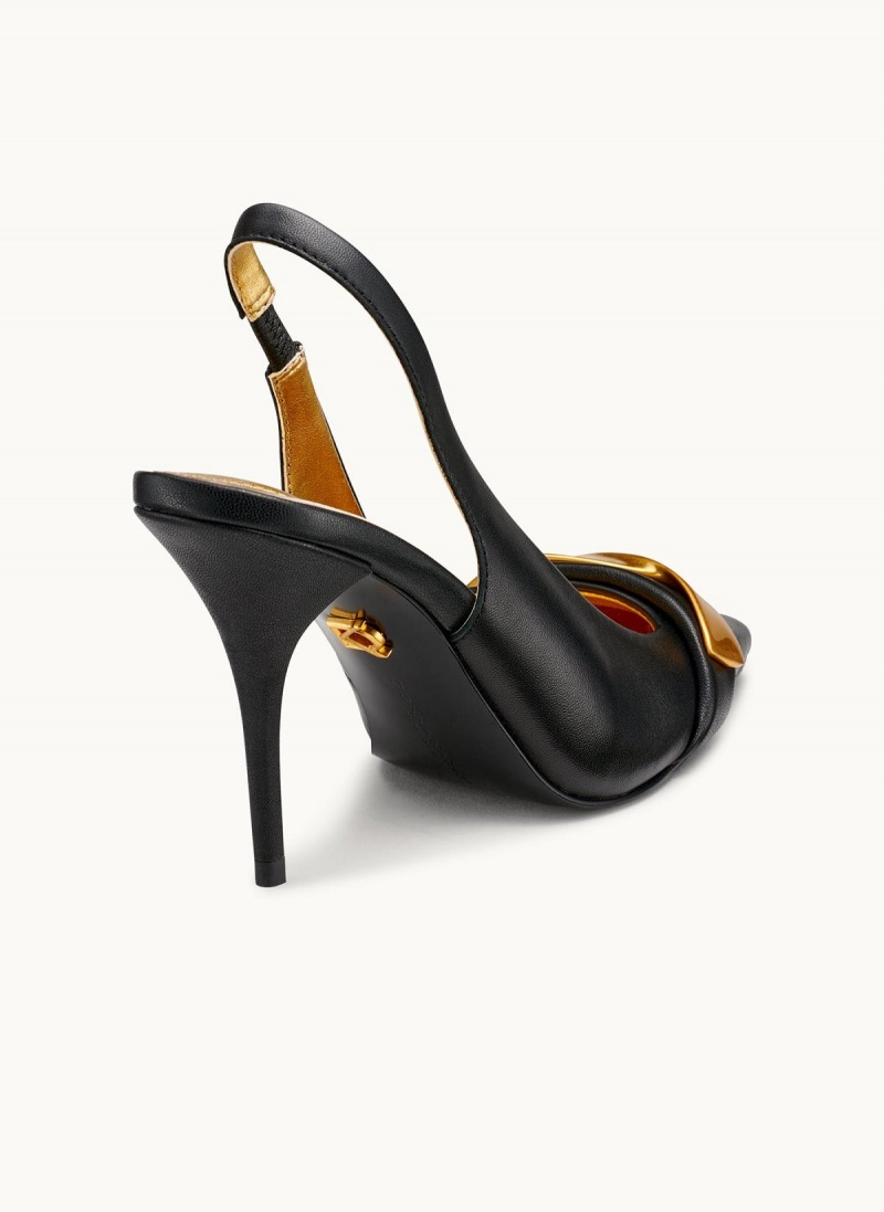 Black Donna Karan Sayer Slingback Heels | SG_DK42810