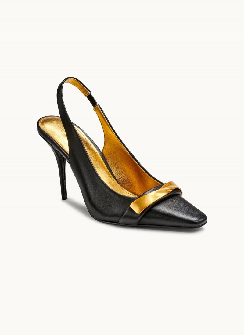 Black Donna Karan Sayer Slingback Heels | SG_DK42810