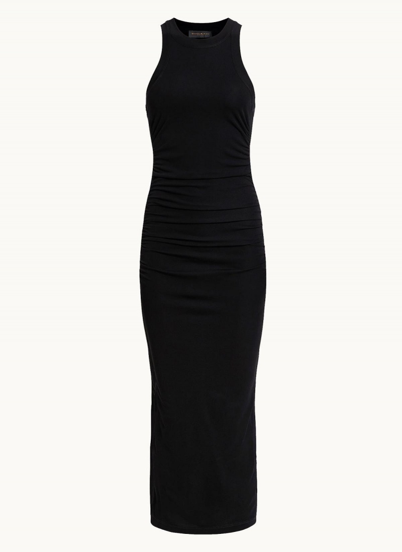 Black Donna Karan Sleeveless Ruched Dress | SG_DK14068