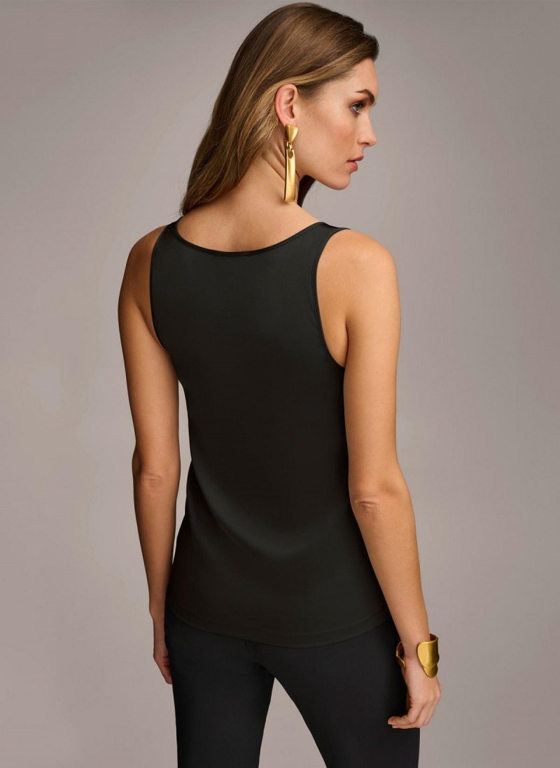 Black Donna Karan Sleeveless Shell Sweaters and Tops | SG_DK55837