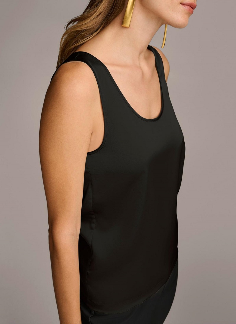 Black Donna Karan Sleeveless Shell Sweaters and Tops | SG_DK55837