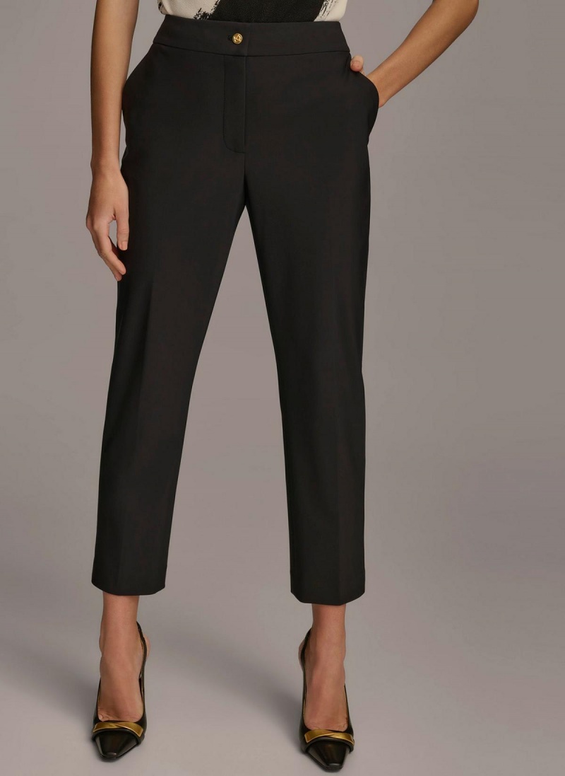 Black Donna Karan Slim Leg Ankle Length Pants | SG_DK29874