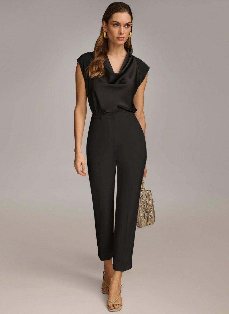 Black Donna Karan Slim Leg Pants | SG_DK66730