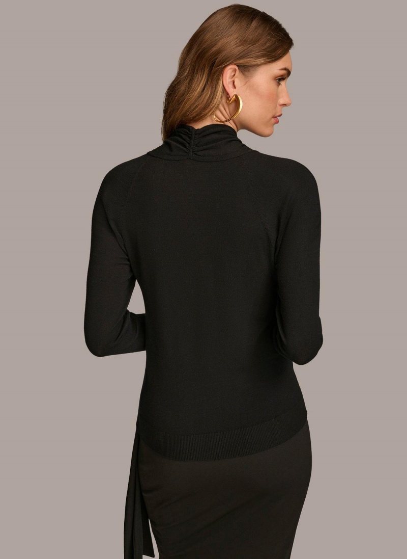 Black Donna Karan Twist Front Sweaters and Tops | SG_DK34642