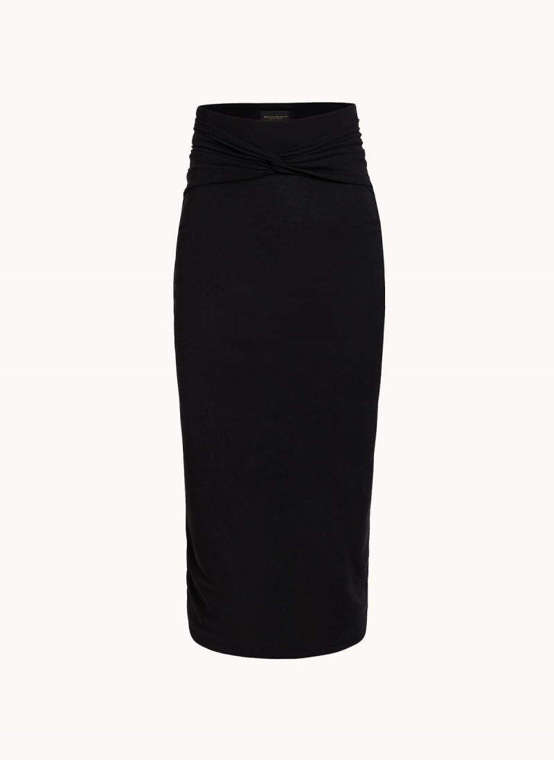 Black Donna Karan Twist Waist Skirt | SG_DK94980