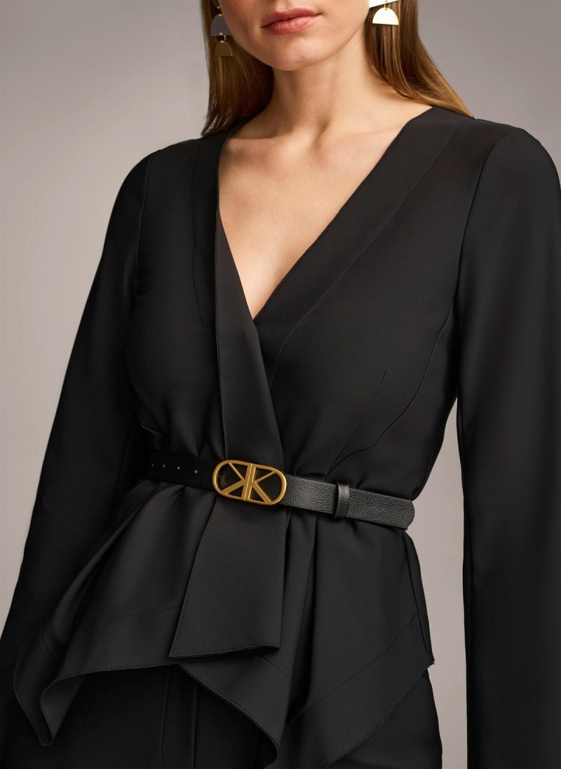 Black Donna Karan Wrap With Belt Jacket | SG_DK19259