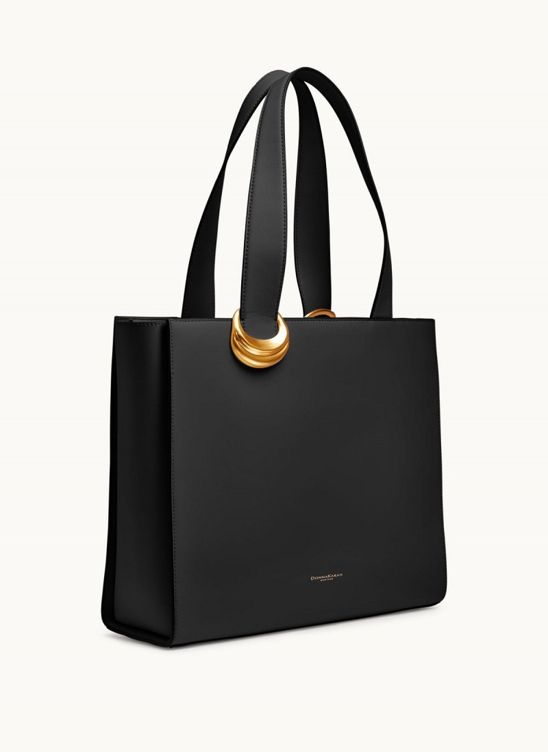 Black / Gold Donna Karan Hewlett Tote Bag | SG_DK77611