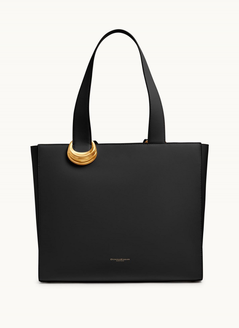 Black / Gold Donna Karan Hewlett Tote Bag | SG_DK77611