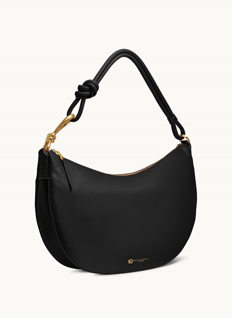 Black / Gold Donna Karan Roslyn Large Hobo Bag | SG_DK90713