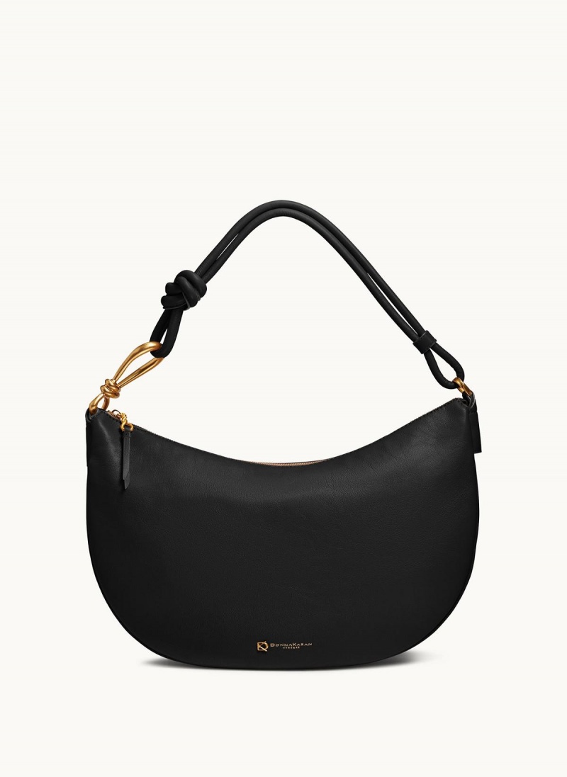 Black / Gold Donna Karan Roslyn Large Hobo Bag | SG_DK90713