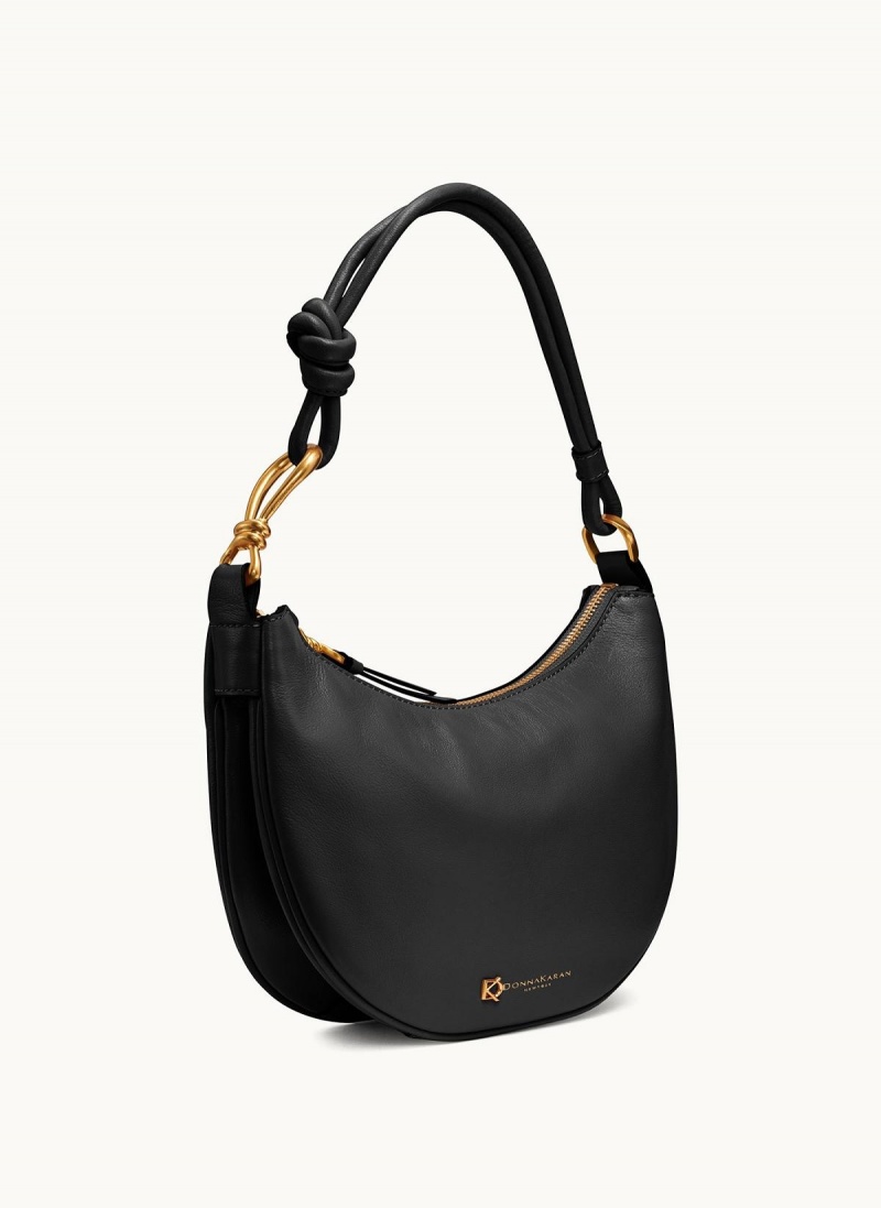 Black / Gold Donna Karan Roslyn Small Hobo Bag | SG_DK23150