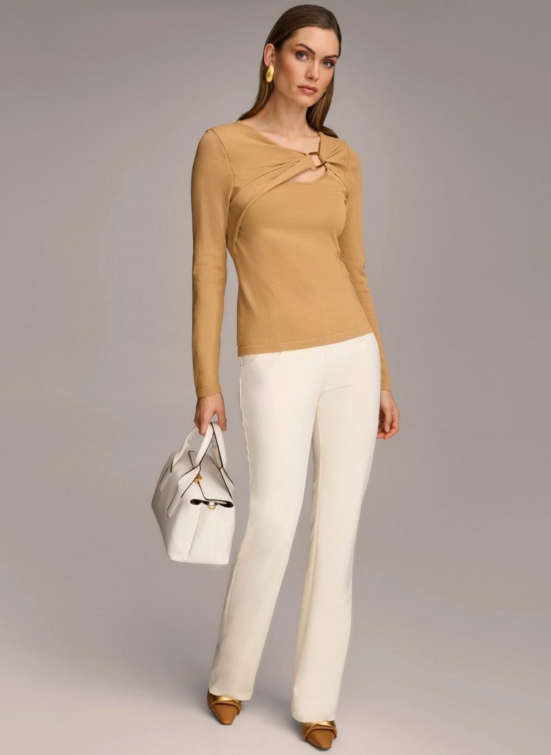 Brown Donna Karan Buckle Hardware Sweaters and Tops | SG_DK21431