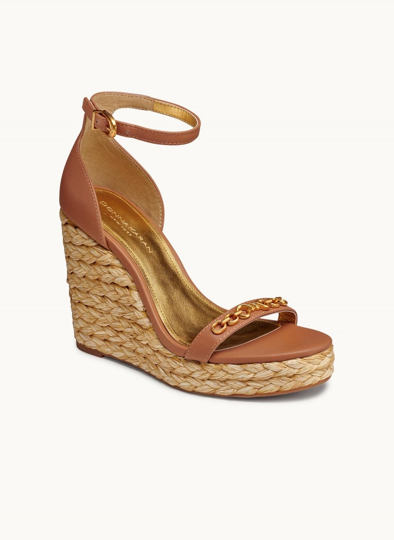 Brown Donna Karan Yulissa Ankle Strap Espadrille Sandals | SG_DK73492