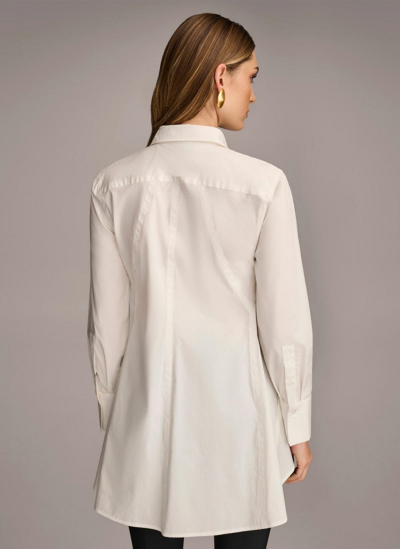 Cream Donna Karan Long Sleeve A-line Tunic Sweaters and Tops | SG_DK58622