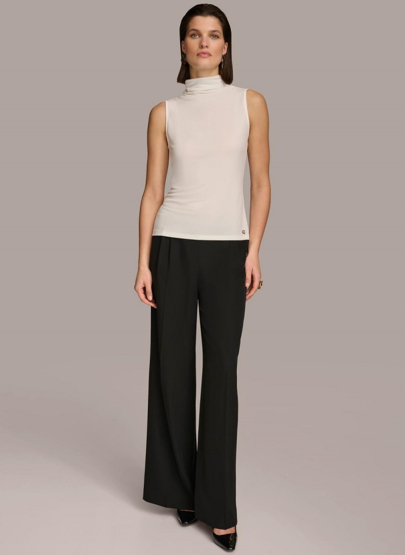 Cream Donna Karan Mockneck Sweaters and Tops | SG_DK92153